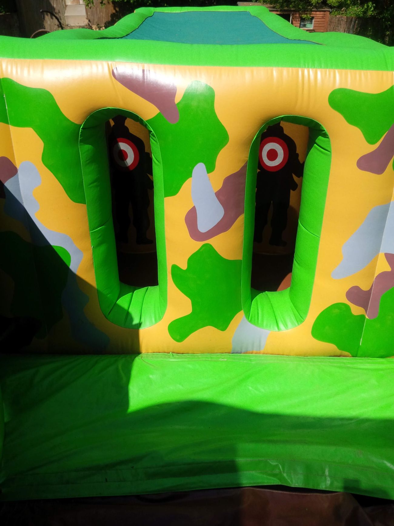 Front of the army assault course showing soldier targets and green padded base