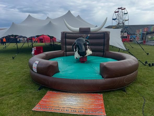 Rodeo bull and activity hire at a Chichester university summer ball