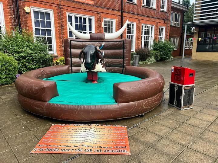 Rodeo bull at a Godalming College freshers fair