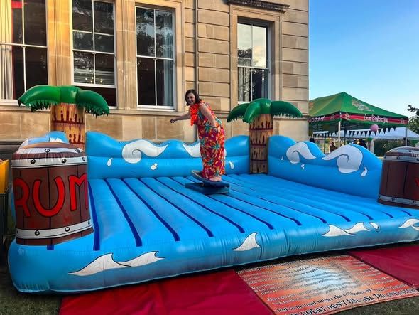 Rodeo-style activity setup at a military event in Sandhurst