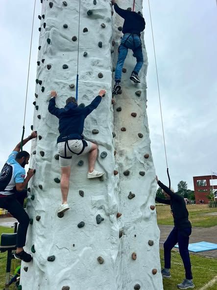 Mobile climbing wall at a Southampton company charity day
