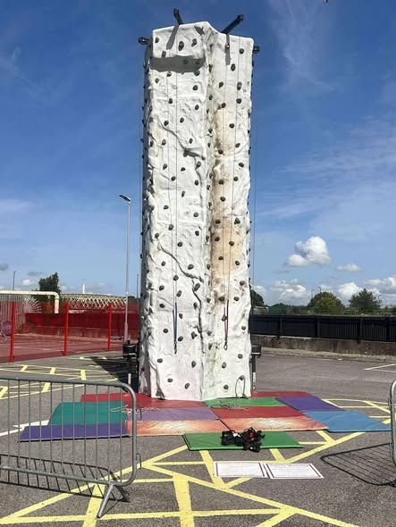 Mobile climbing wall at St Mary's Stadium in Southampton