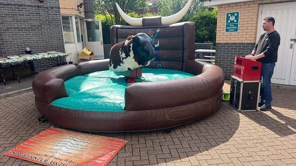 Rodeo bull set up for a Southampton University themed event