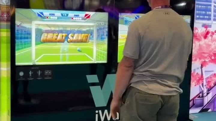 Player making a save on the iWall football game