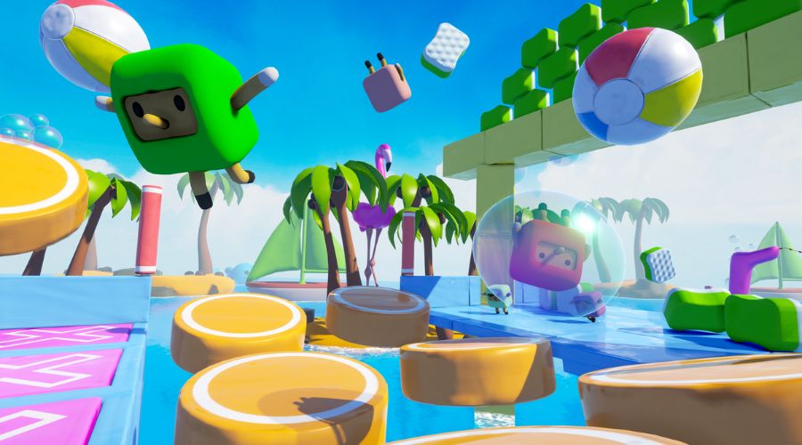 Bubble Buddies on the iWall: the obstacle course race on screen