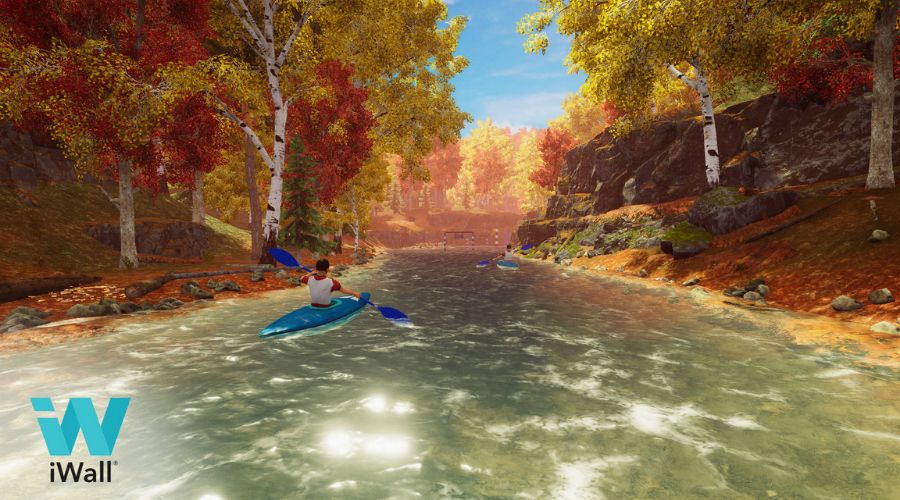 KayaKing on the iWall: the kayaking game's river run on screen