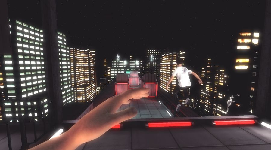 Parkour on the iWall: the rooftop run shown on screen