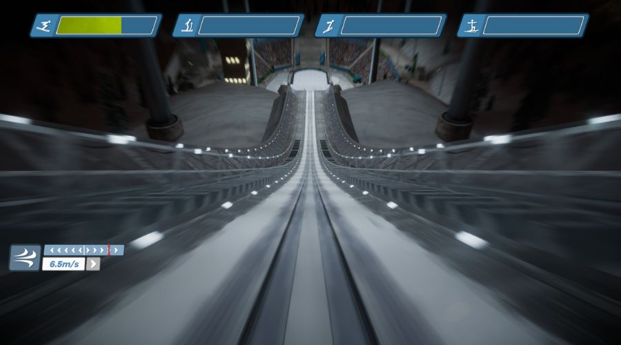Ski Jump on the iWall: the skier's view down the run on screen