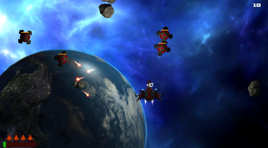 Space Shooter on the iWall: meteorites coming at the players on screen