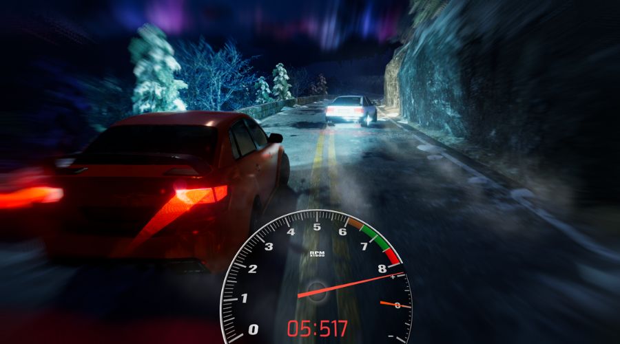Street Racing on the iWall: the racing game view on screen