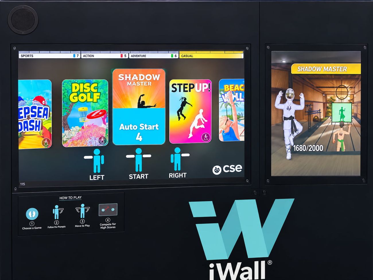 Shadow Master selected on the iWall menu, with the game running on the second screen