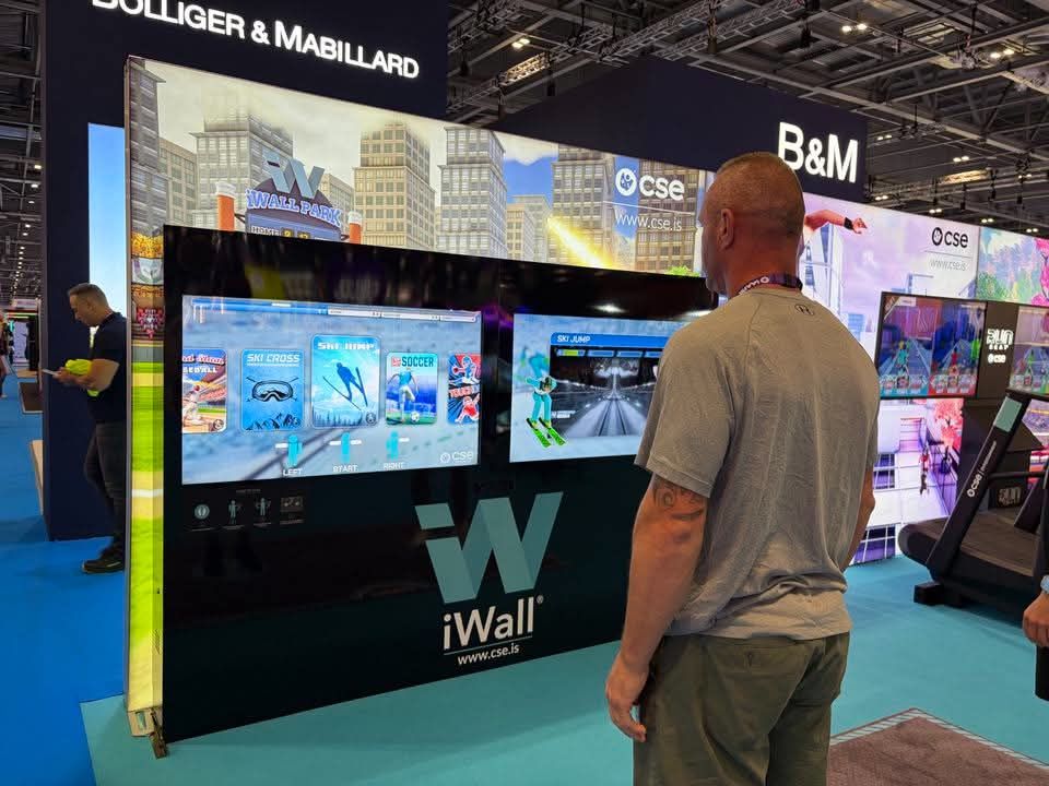 iWall ski games on the screens at an exhibition stand