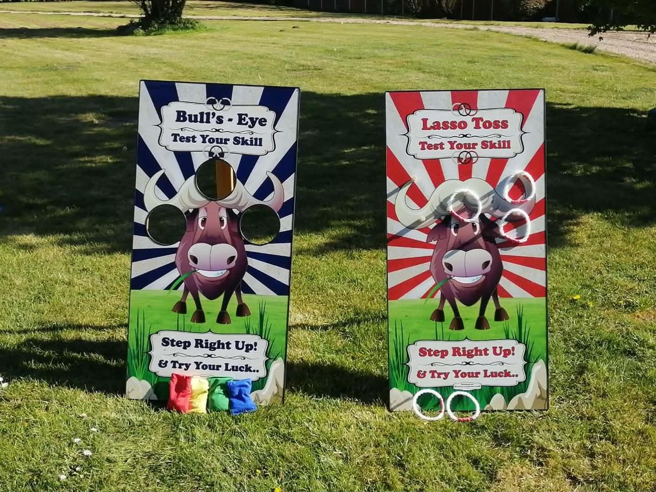 Rodeo-themed Bull's Eye and Lasso Toss side stall games