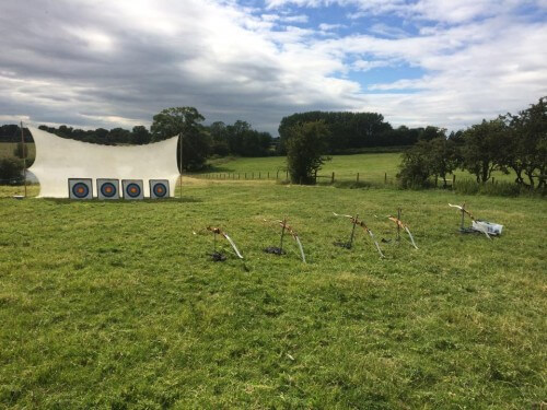 archery activity set with 5 bows and arrows and arrow boards