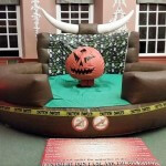devilish halloween pumpkin rodeo ride with inflatable bed